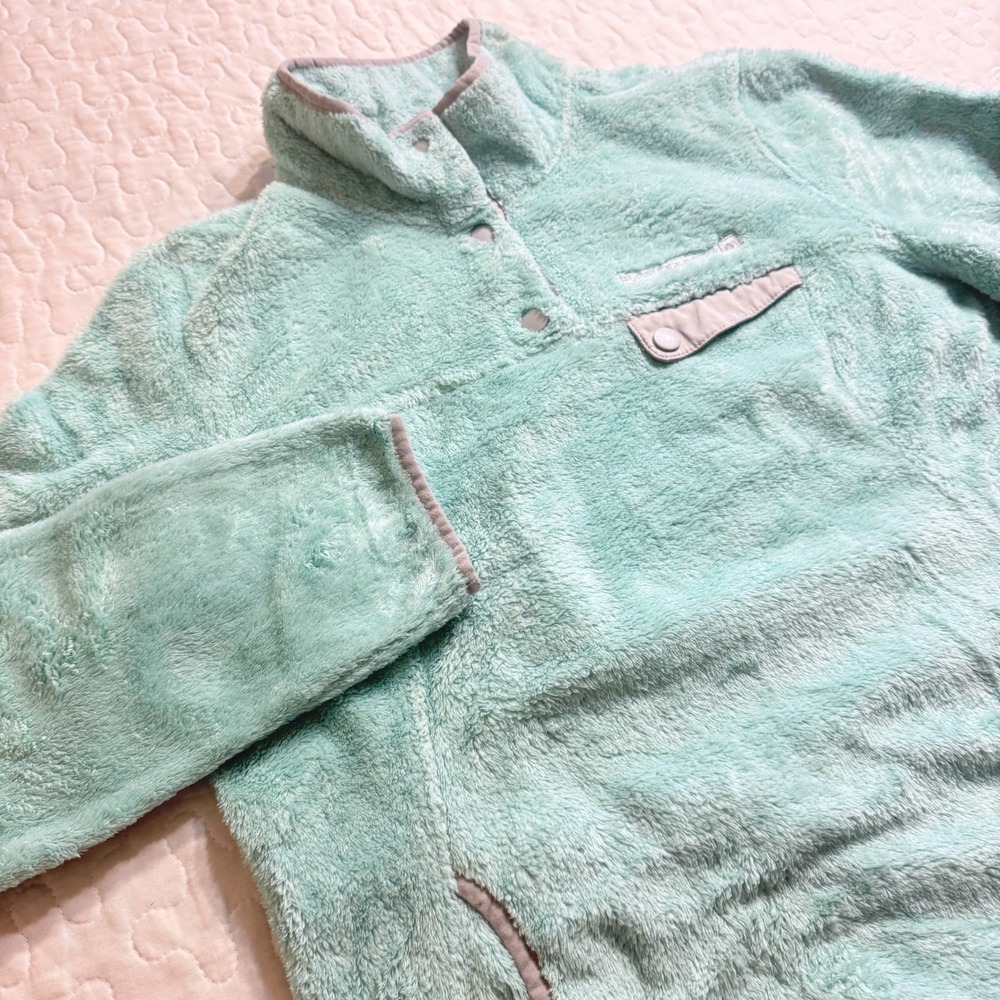 Free Country Women XL Fleece Pullover Mint Green GORPCORE CABIN WINTER FUZZ HIKE